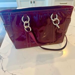 Coach Burgundy Patent Leather Satchel